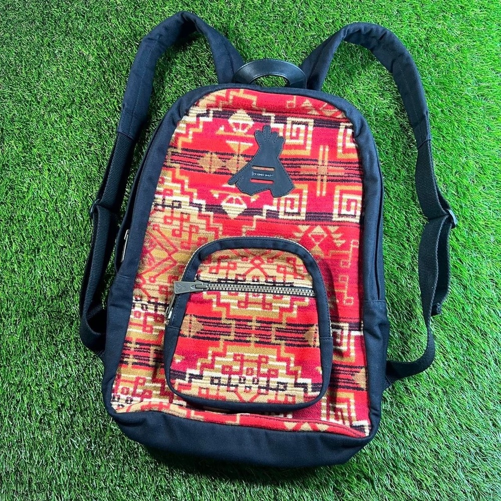 Pendleton Wool Backpack Red Southwestern Tribal Print Daypack Laptop Book Bag